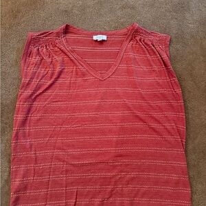 LOFT Women's Red Striped Tank Top